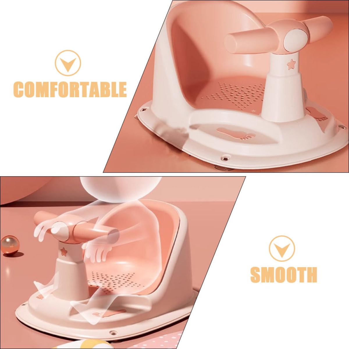 YARNOW Babybadewannensitz und Praktischem Stauraum aus Pp und Tpe mit Rutschfestem Design Ergonomischer für Neugeborene und Kleinkinder im Haushalt