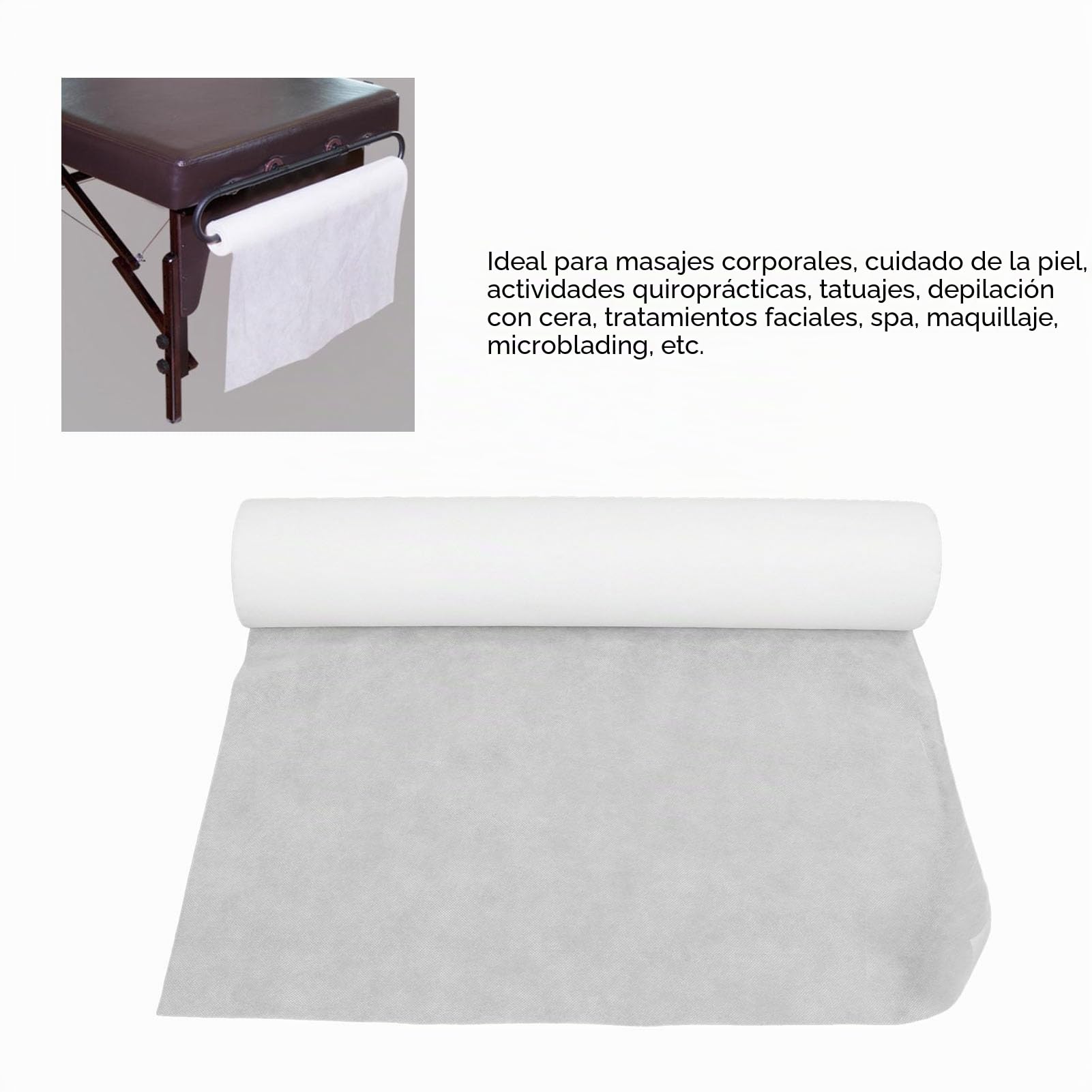 Funda de Cama de Masaje Desechable, Cama No Tejida Impermeable para Rollo de Cama de Masaje Desechable, Ideal para Spa, Mesa de Masaje, Tatuaje (1 Rollo)