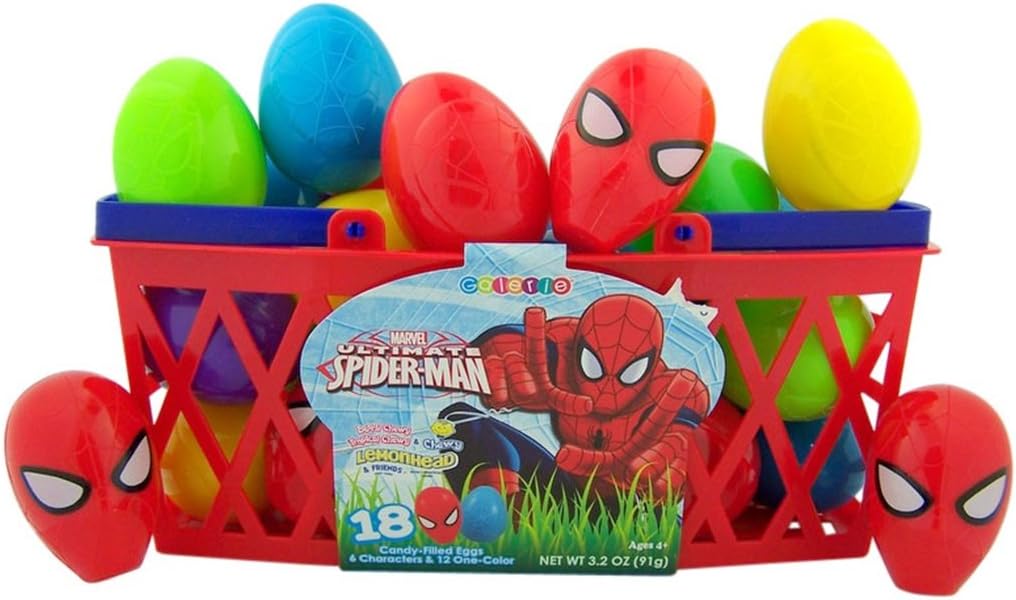 Pack of 18 Marvel Superhero Ultimate Spiderman Candy Filled Eggs for Easter Basket