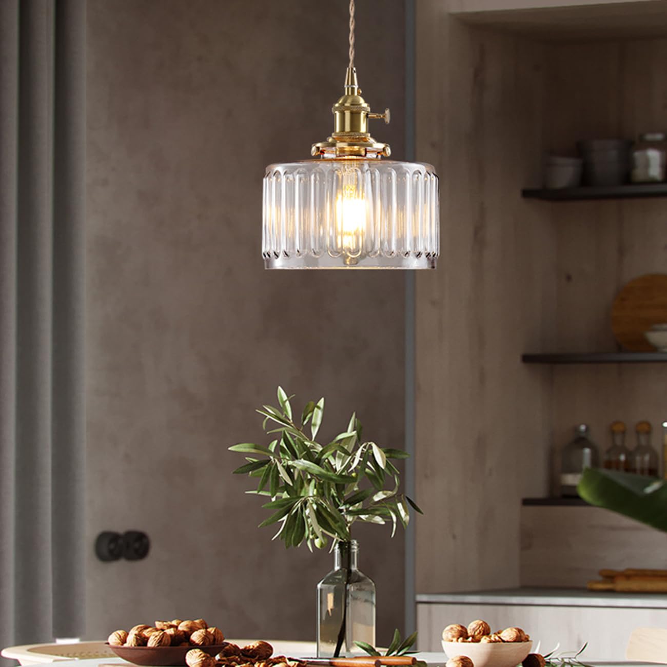 Theopractick Retro Glass Pendant Lights in Brass Finish - Image 3