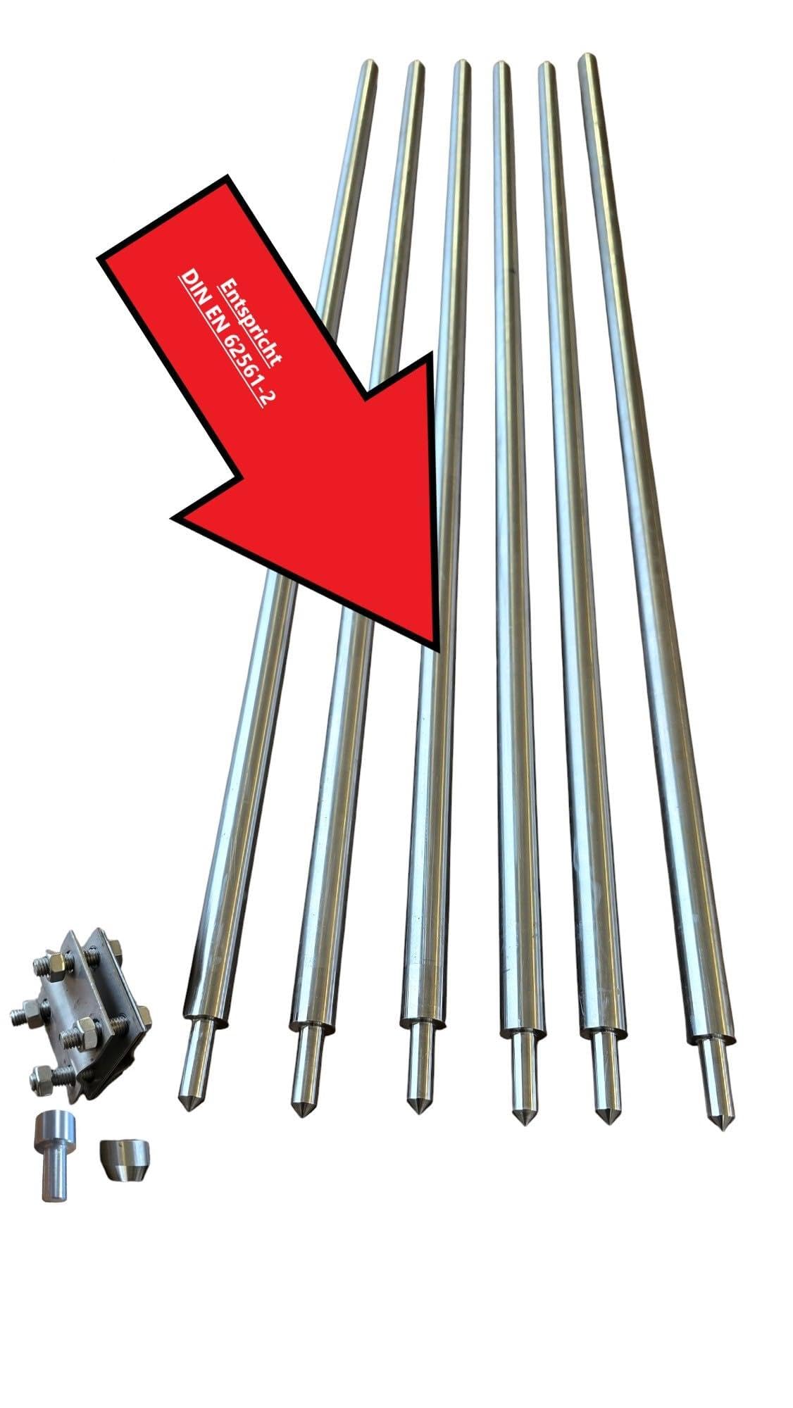 Tiefenerder,Erdungsstangen,Staberder SET V2A Edelstahl Ø 20mm 1m, 2m,4m,5m,6m (6)