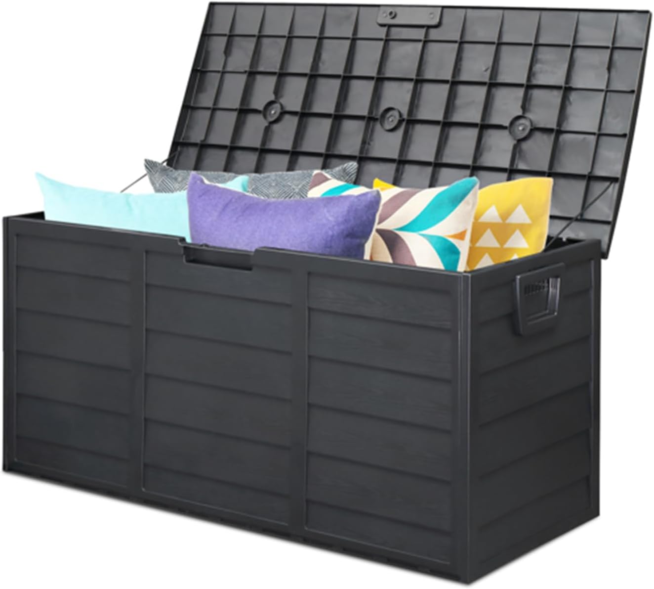 75 Gallon Waterproof Large Resin Deck Box Indoor Outdoor Lockable Storage Container for Patio Furniture Cushions, Toys and Garden Tools(Black, 75gal 280L)