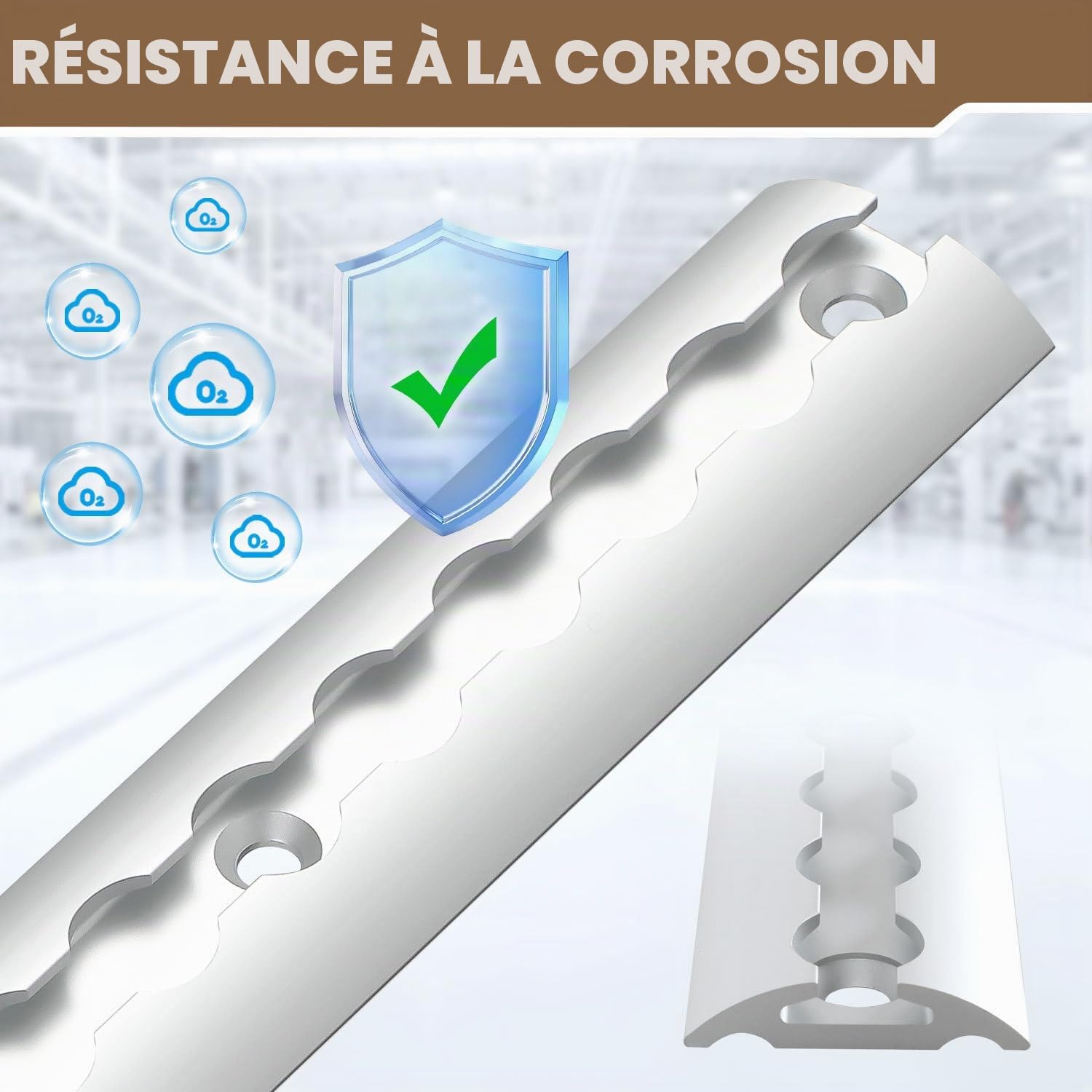 rail d'arrimage rond en aluminium, 4 x 1 m, forme semi-circulaire, 10 anneaux de montage, 8 embouts de rail d'avion, pour camping-cars et camions, argent