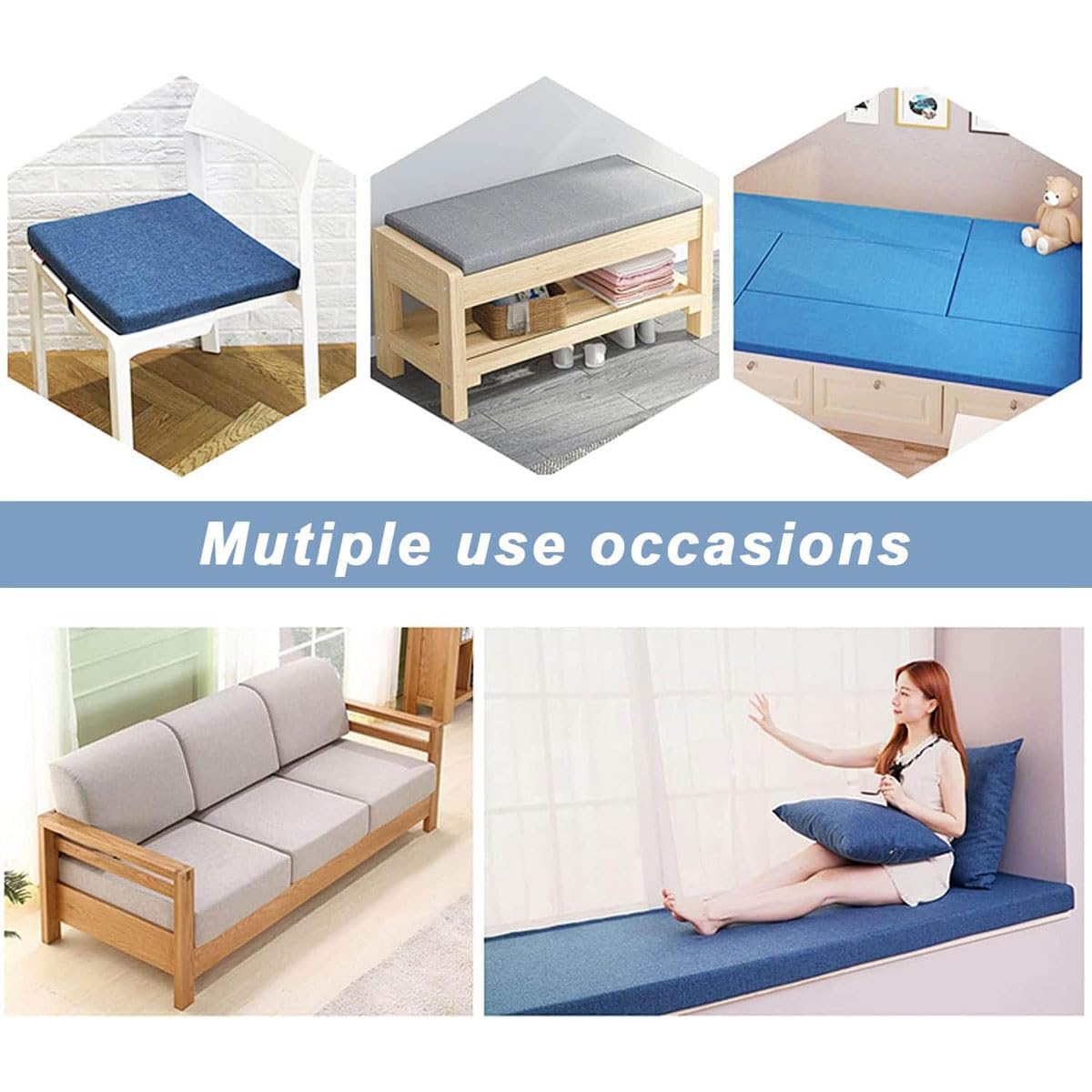 Cojín Banco DanChen Alfombrilla Gruesa Para Banco De 2 Plazas De 3 Plazas, Cojín Cómodo Para Muebles De Jardín, Cojín De Asiento Antideslizante, Alfombrilla De Tatami, Colchón De Viaje Al Aire Libre