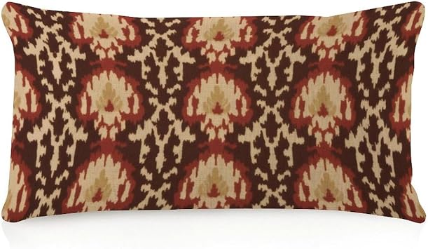 Ikat Brown Body Pillow Cover Two-Side Printed 12x20in Linen Tribal Body Pillowcase Chinoiserie Traditional Oriental Long Backrest Cushion Pillow Protector Cover for Porch Hotel Sofa