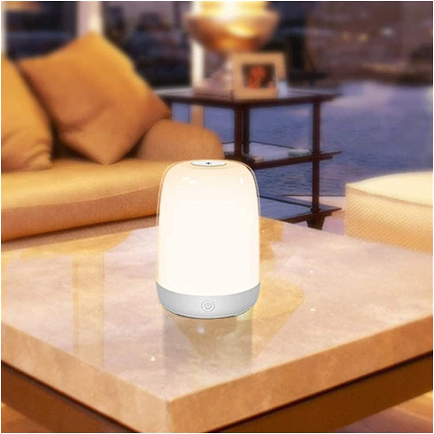 Lámpara de Noche con Sensor táctil, lámpara de mesita de Noche para Dormitorio Infantil, Recargable, Regulable, luz Blanca cálida + Cambio de Color RGB