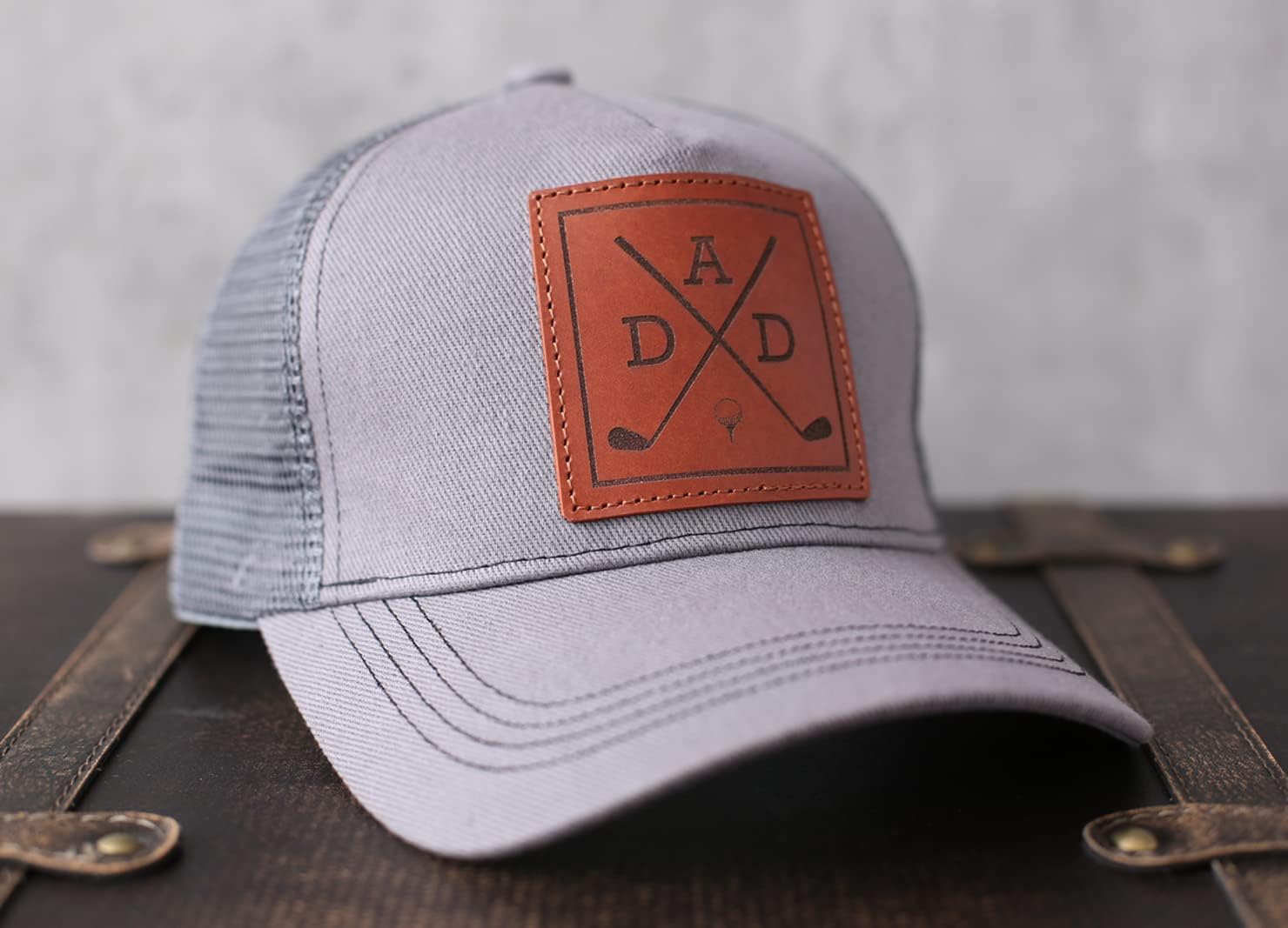 Dad Hat Gift for Father's Day - New Grandpa Gift Trucker Hat for Dad Golf Hat with Custom Leather Patch