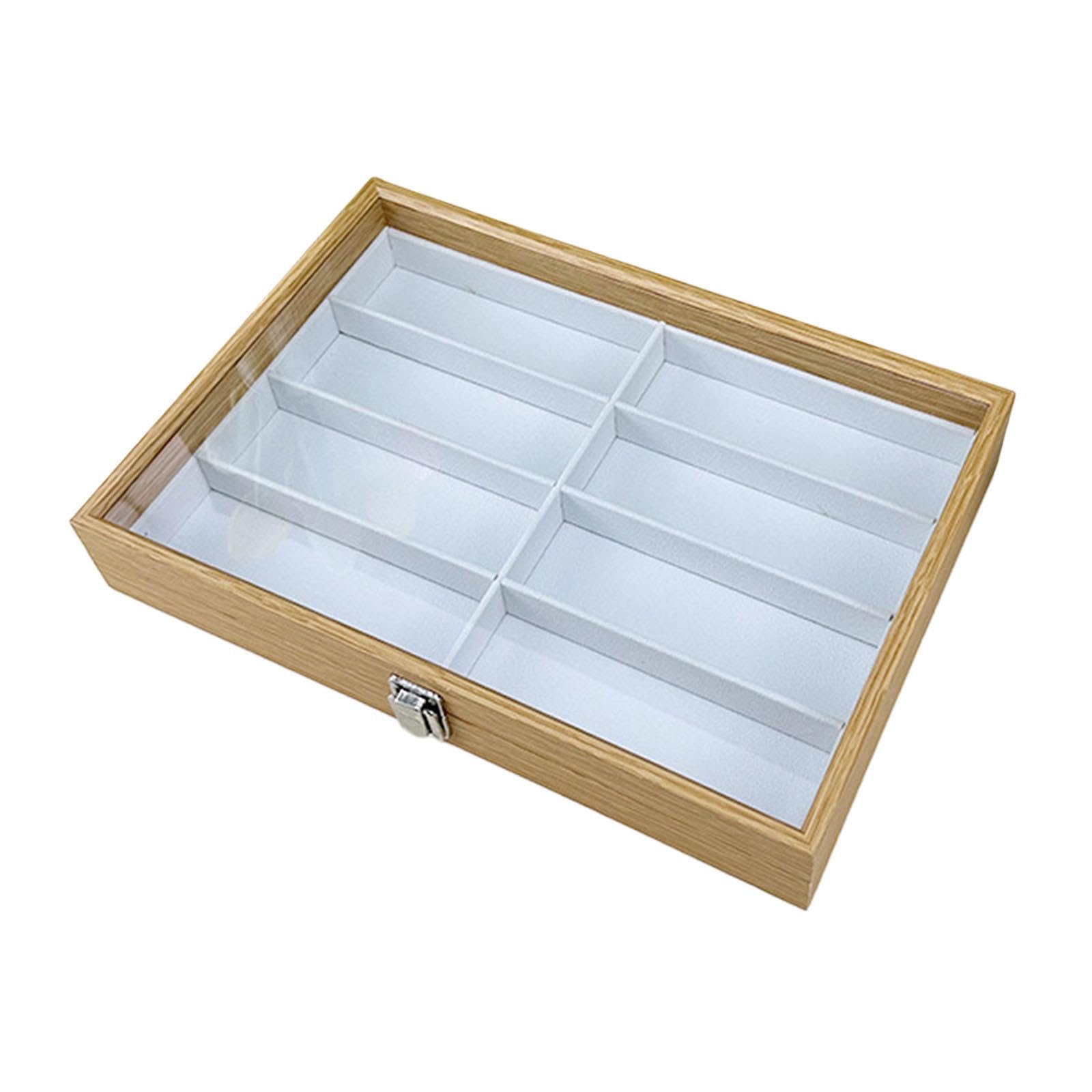 Bandeja de exhibición de gafas, elegante organizador de gafas de sol con tapa con cierre para guardar, joyas y relojes, estuche para guardar