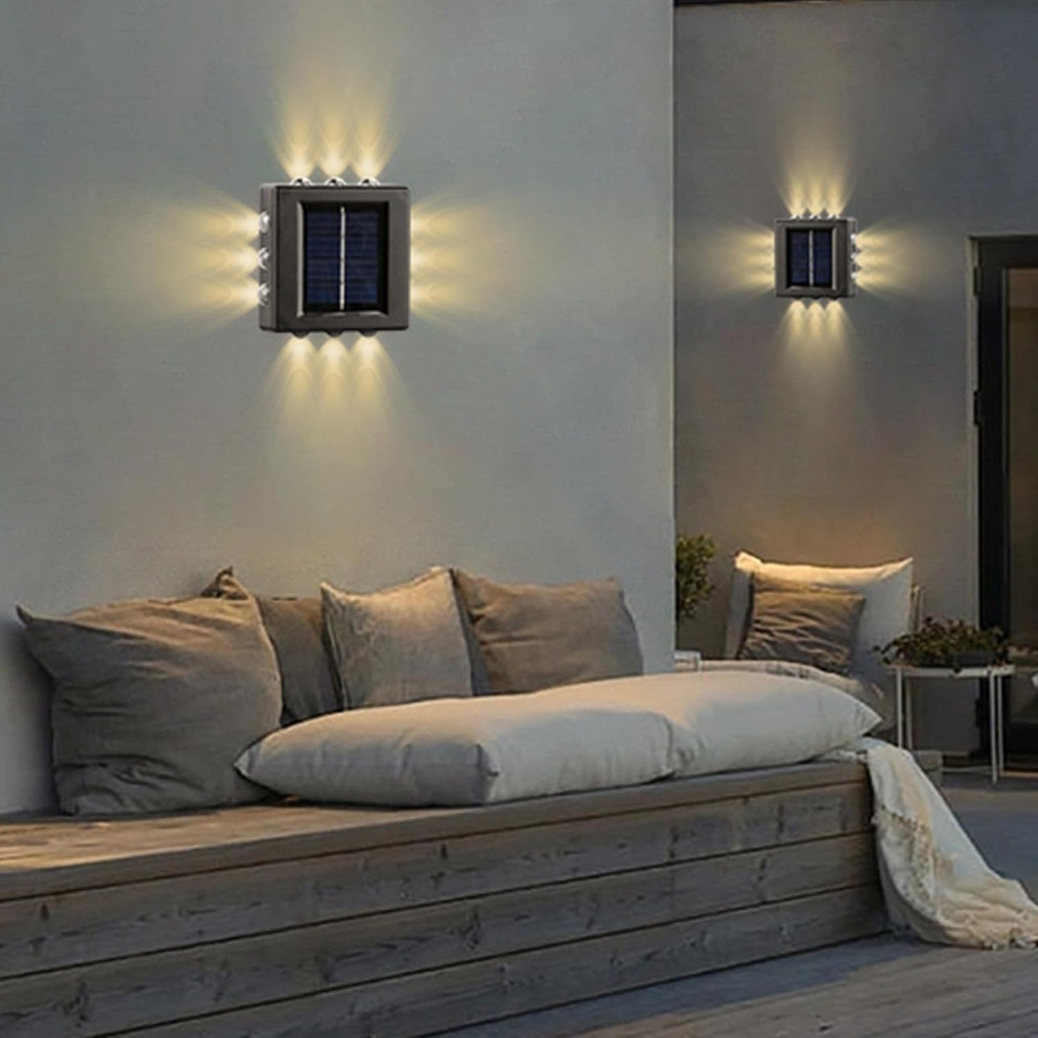 4-Way Multi-Directional Solar Wall Light | Up Down Left Right Warm White LED | IP65 Waterproof Dusk to Dawn | Solar Powered Outdoor Sconce for Garden, Patio, Backyard, Porch & Fence | Pack of 1-picture-33