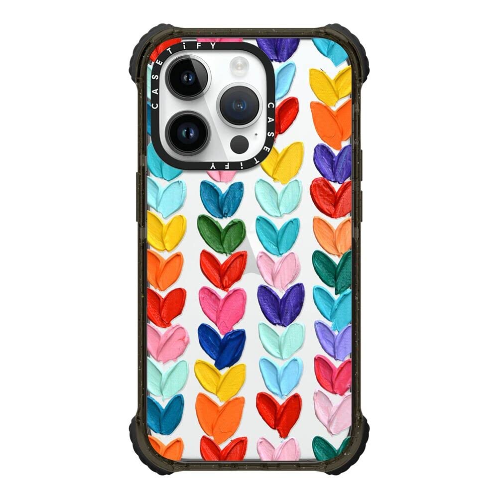 CASETiFY Etui ochronne Ultra Impact na iPhone'a 14 Pro - Polka Daub Hearts - Błyszczący Czarny Re/CASETiFY