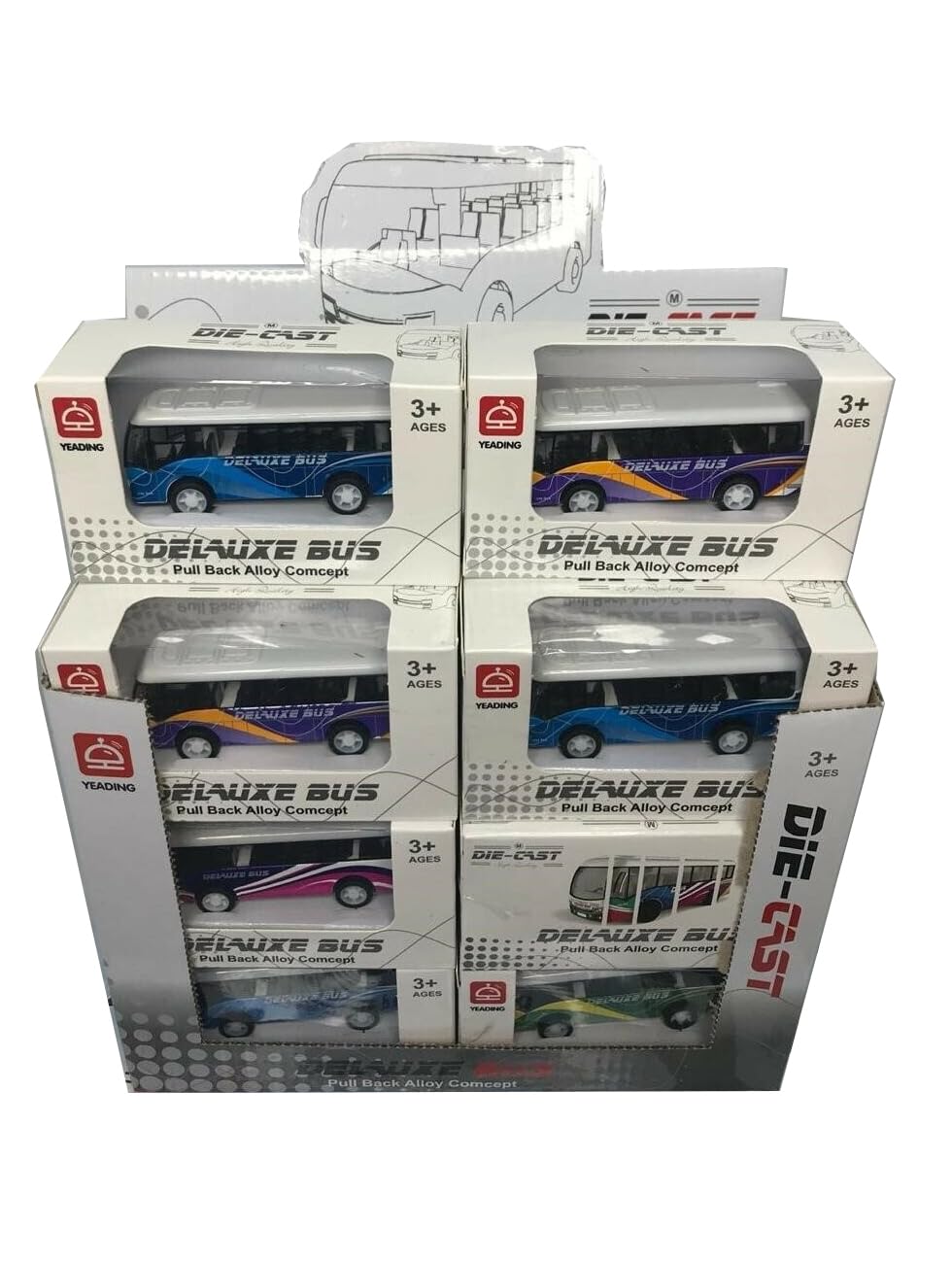 18Pcs Pull Back Alloy Buses