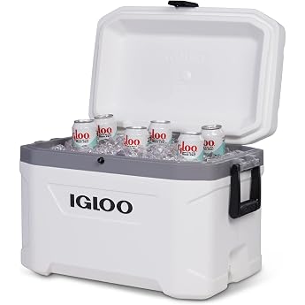 Igloo 00050541 Marine Ultra Cooler Box, 1.3 gal (51 L) (54 qt) Marine Ultra White, Camping, Fishing, Outdoors, Sports, Soccer