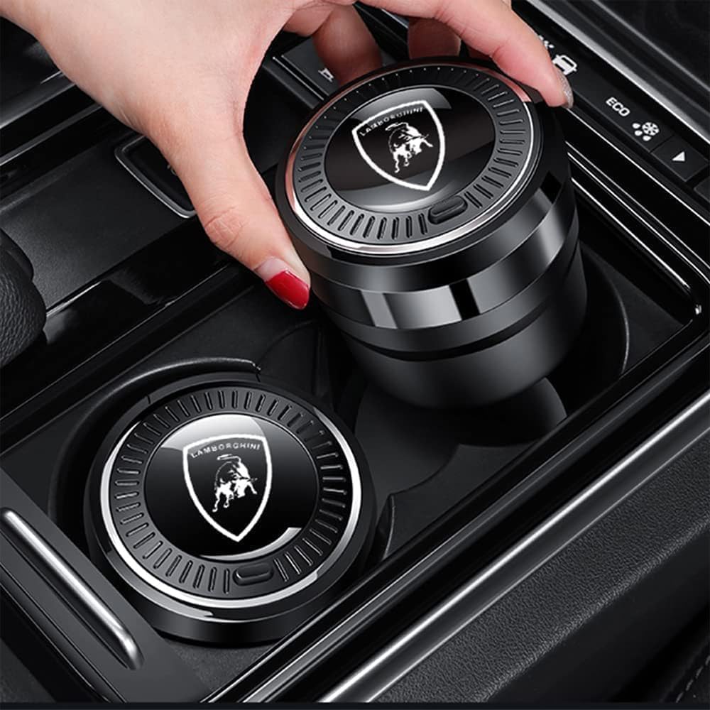ランボルギーニ レヴェントン 2007-2008用車用灰皿、ミニタバコ車用ゴミ箱ポータブル防臭無煙灰皿、取り外し可能でお手入れ簡単ポ