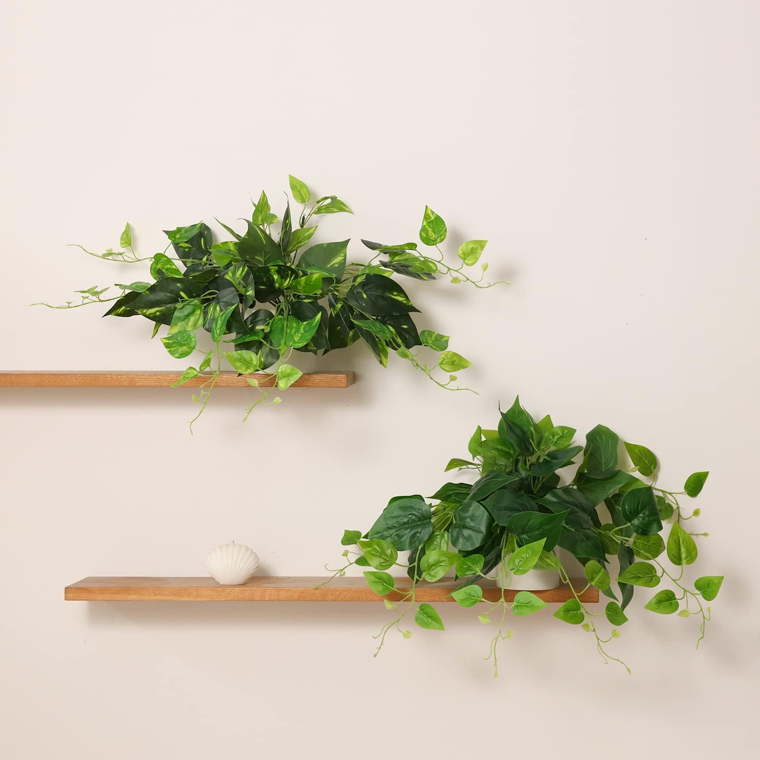 TOTOGA Fake Pothos 2 Pack Artificial Fake Plants Fake Potted Plants for Wall Home Room Office Indoor Decor