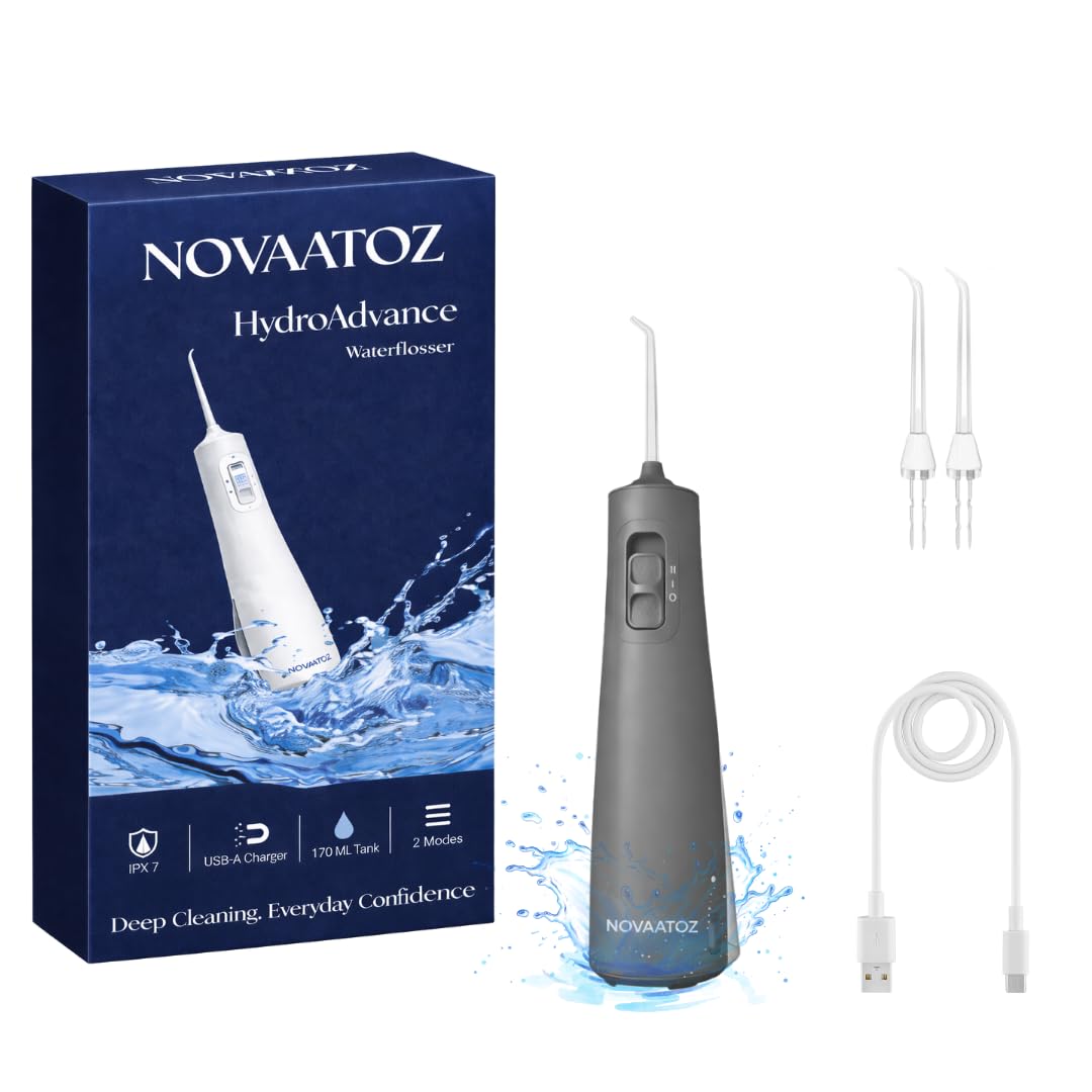 HydroAdvance Cordless Water Flosser for Teeth Gums Rechargeable Portable Oral Irrigator for Braces Travel Pulse Cleaning with 2