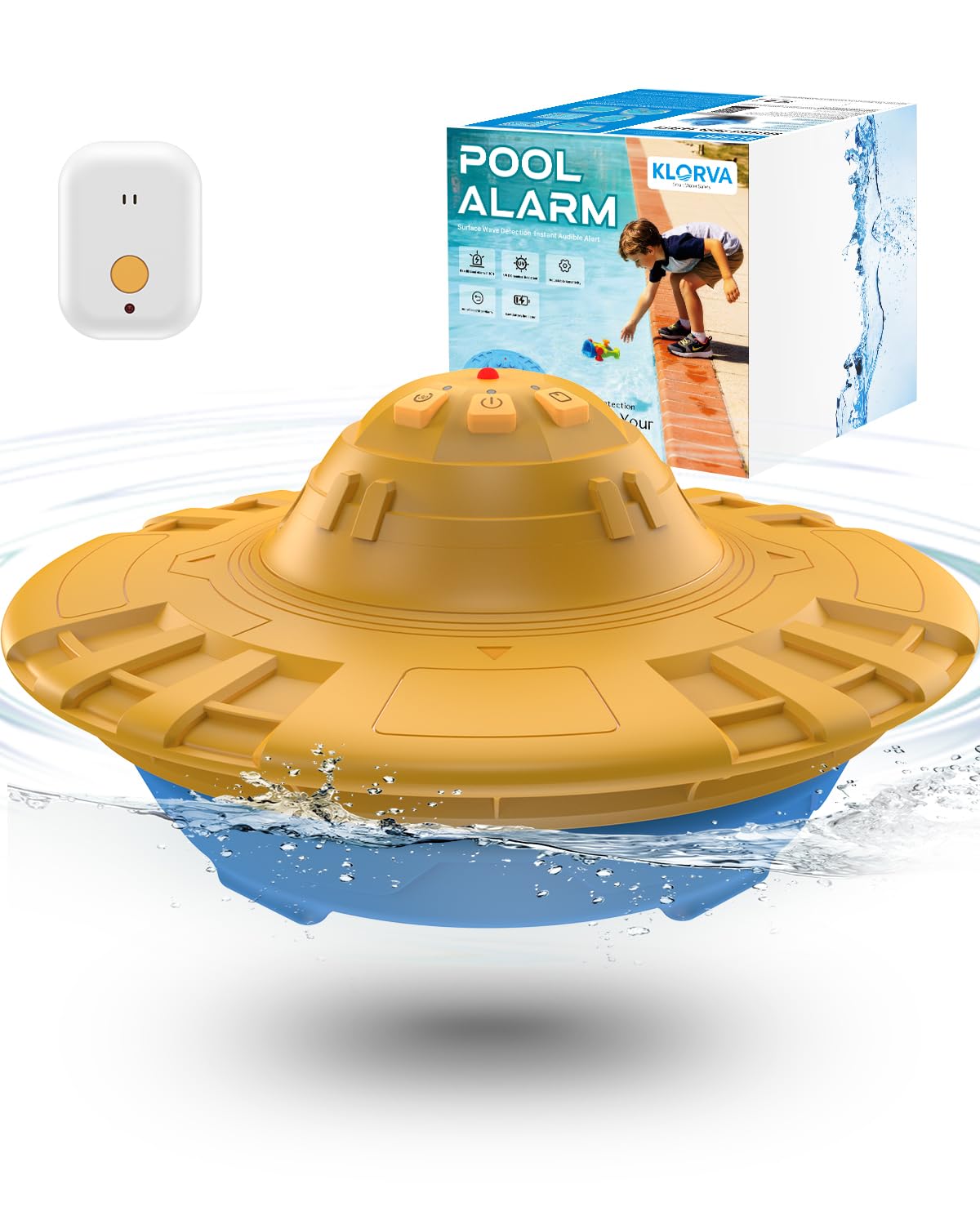 Photo 1 of Pool Alarm for Inground & Above Ground Pools,Adjustable Sensitivity Water Detection Alarms Covers 20x40ft,85dB+ Safety Alert for Kids,Pets & Accidental Entry,Weatherproof UV&Corrosion Resistant YE&BU