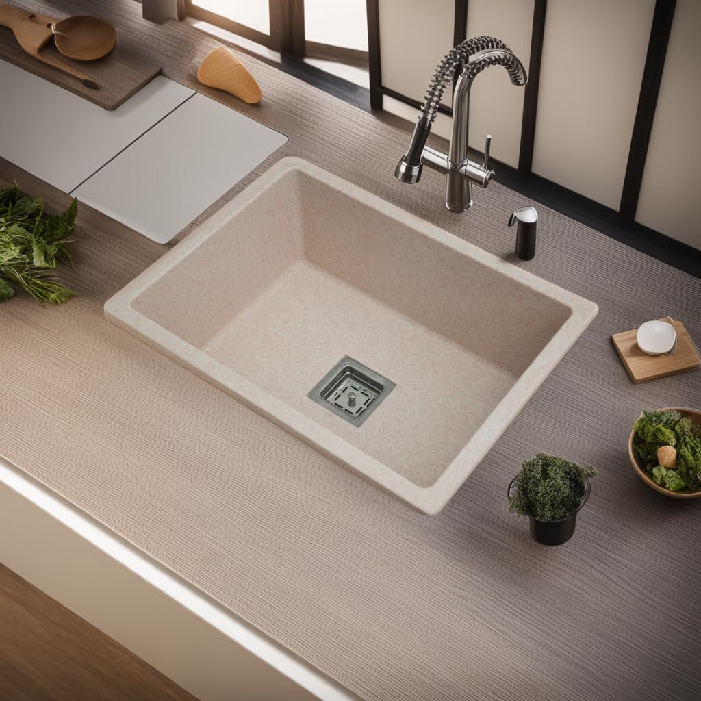 REMOTION Granite Sink with Drain Board - Matte Black -10 REMOTION Granite Sink with Drain Board - Matte Black -10