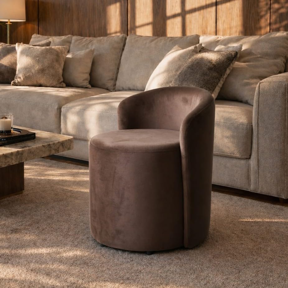 Image of Jaico Wood Seating mudda Puffy Stool Chair for Living Room, Dressing Table, Office, Home Decor, Ottoman pouffes, Sofa Type, and Large .Ottoman and Chair Combined into one (Brown)