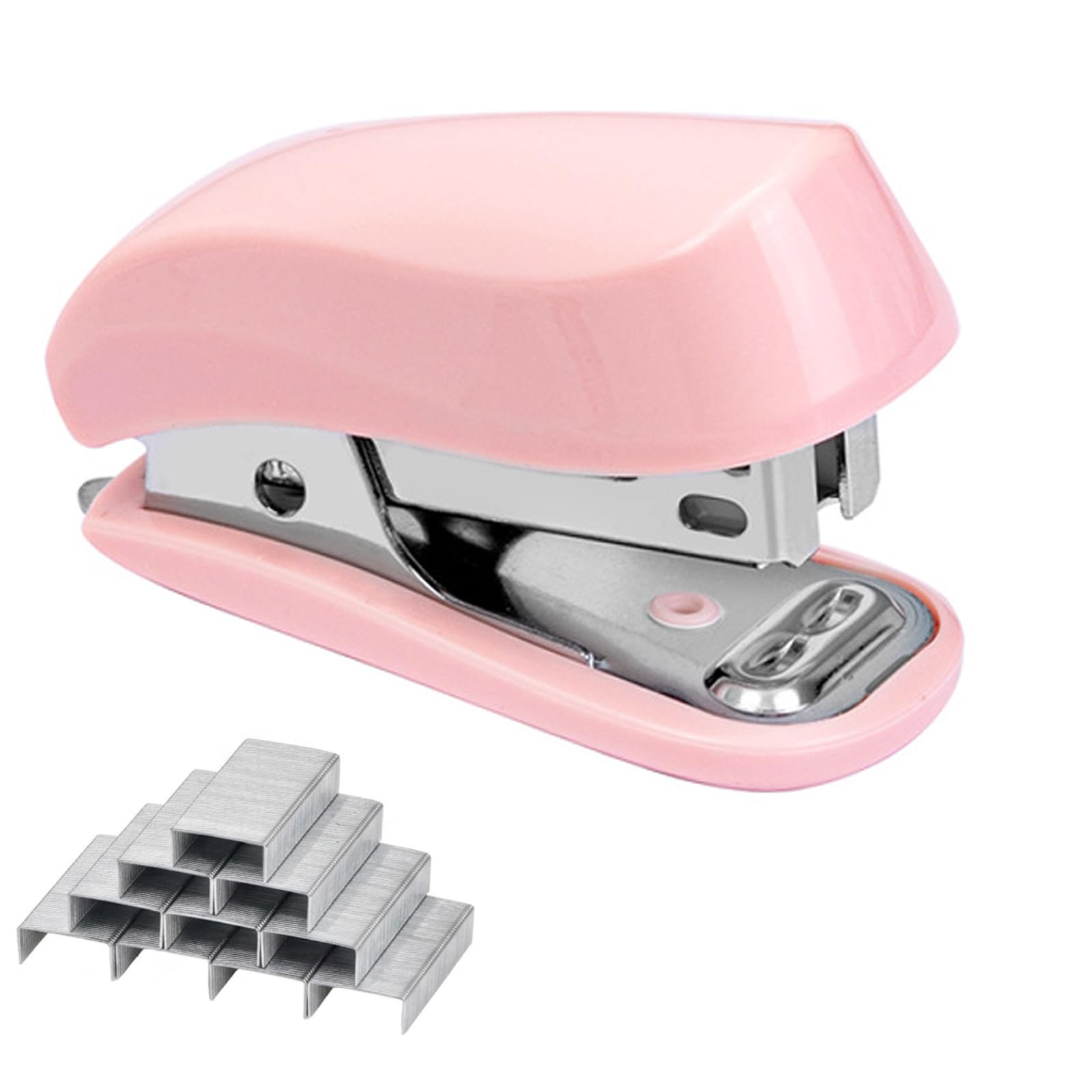 Gipnva Mini Stapler and Staples Set with 830 Standard 26/6 Staples Cute Pink Stapler for Student Office School Home Travel Gift