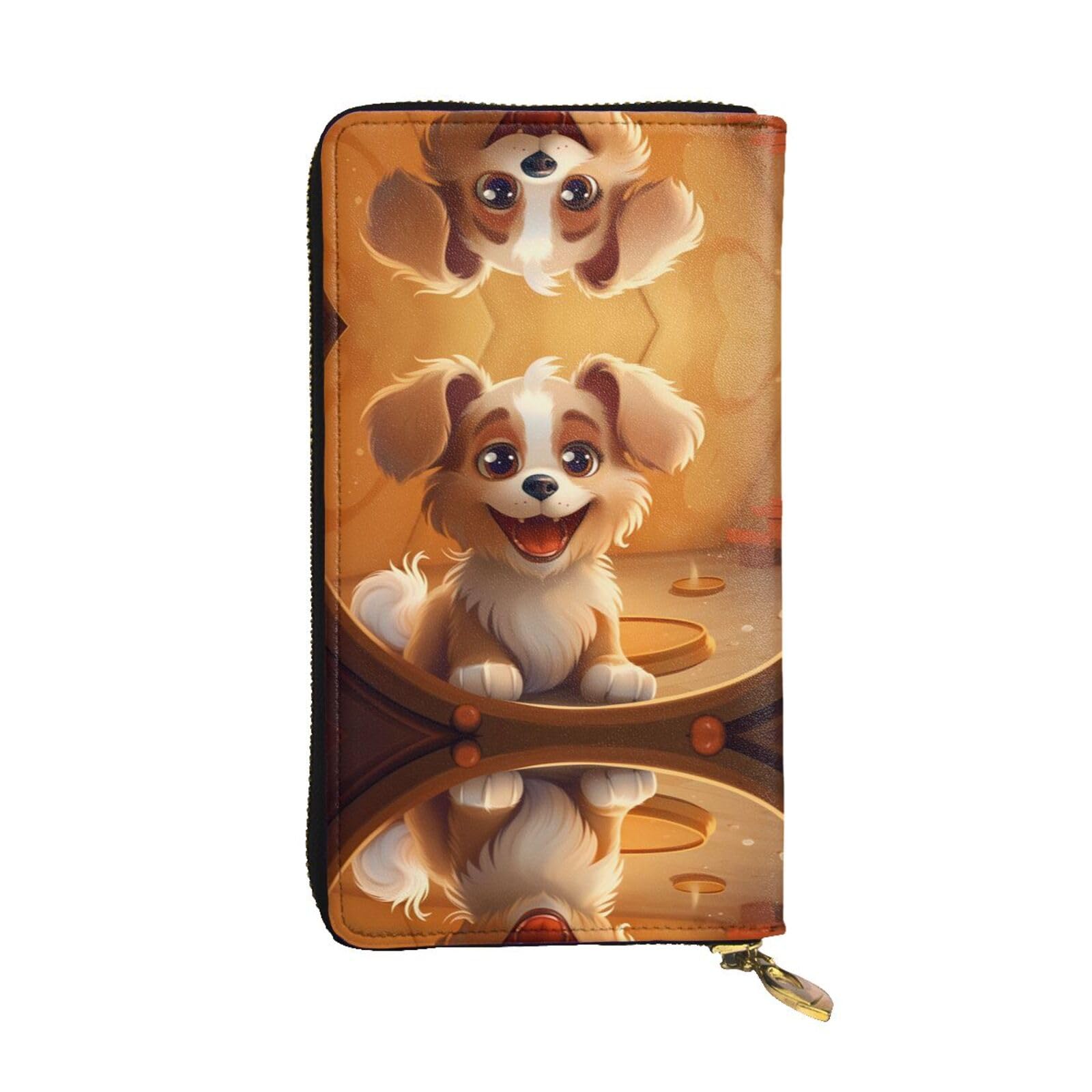 Cartera de cuero con estampado de cachorro de 7.5 x 4.1 pulgadas 6