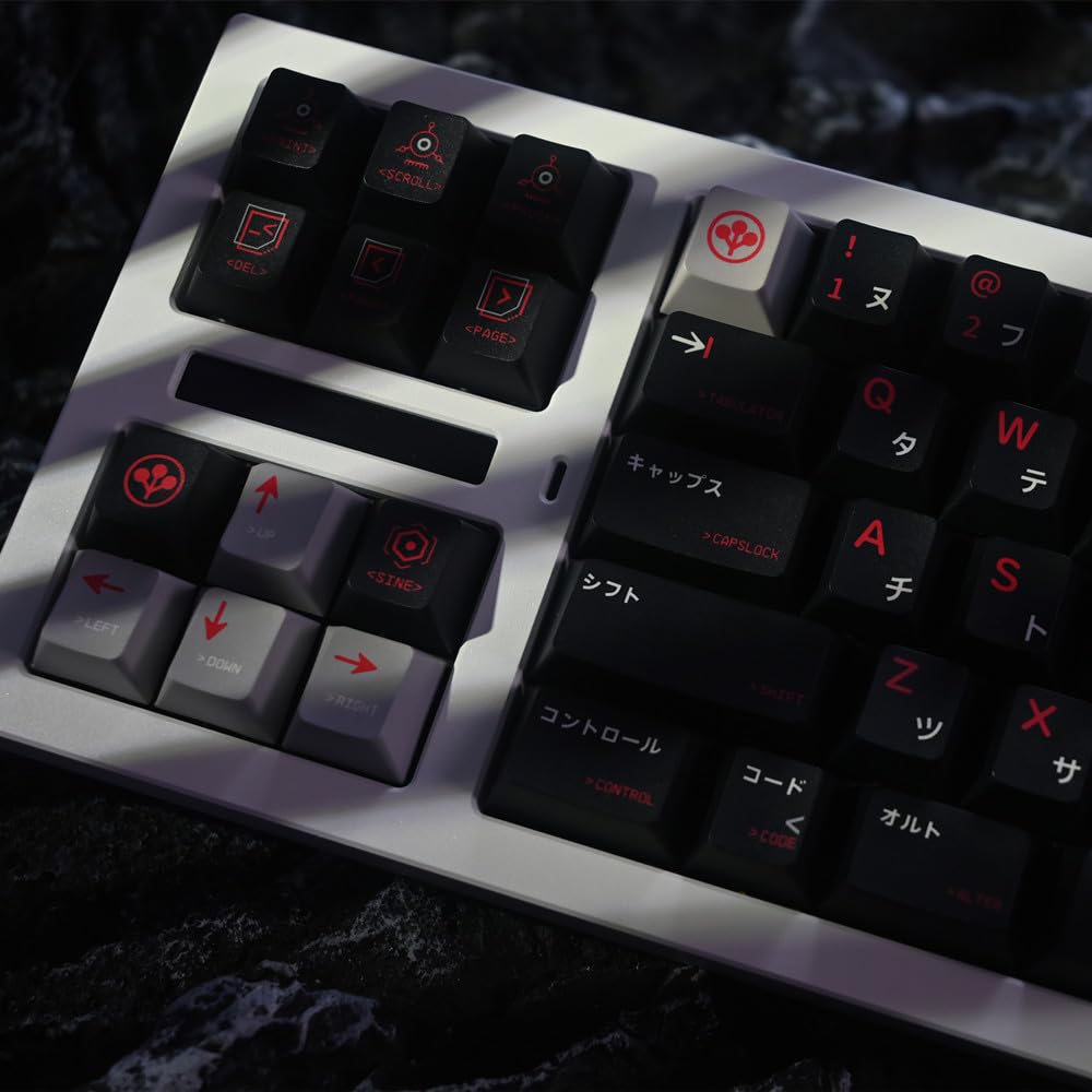 143 Keys Wasteboard Keycap Black Grey Color Cherry Profile 5 Side Dye-Sublimation PBT Custom Keycaps 1.5 Thick for Outemu Gateron Cherry Mx Switches Mechanical Keyboard