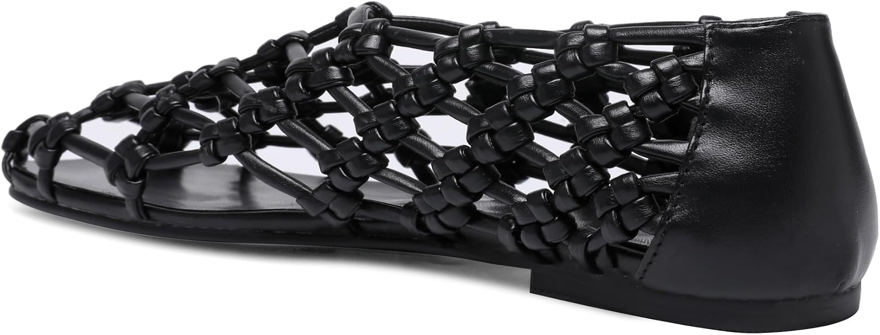 Oakmoo Black Jelly Mesh Ballet Flats for Women Woven Hollow Beach Ballerina Flats Comfortable Casual Slip on Mary Jane Flats
