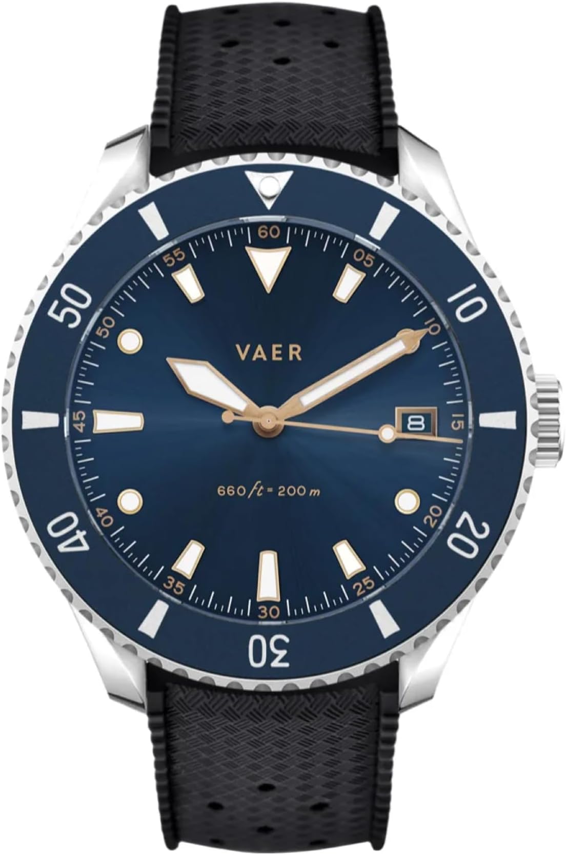 Vaer DS4 Solar Dive Watch for Men - Ocean Ready 20 ATM Solar Powered - Perpetual Time Keeping Sapphire Crystal (+/- 20 Seconds per Month) - Includes Two Quick-Change 20mm Straps - 42mm (Medium)