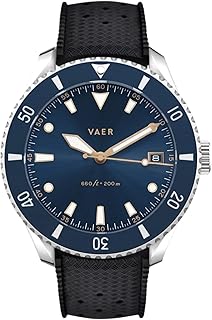 Vaer DS4 Solar Dive Watch for Men - Ocean Ready 20 ATM Solar Powered - Perpetual Time Keeping Sapphire Crystal (+/- 20 Seconds/Month) - 2 Quick-Change 20mm Straps - Gift for Men - 42mm (Medium)