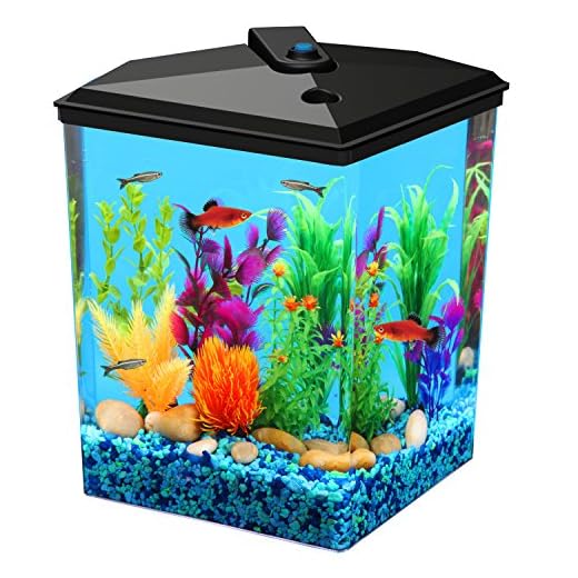 Koller Products AquaView 2.5-Gallon Fish Tank with Power Filter and LED Lighting (7 Color Selections)