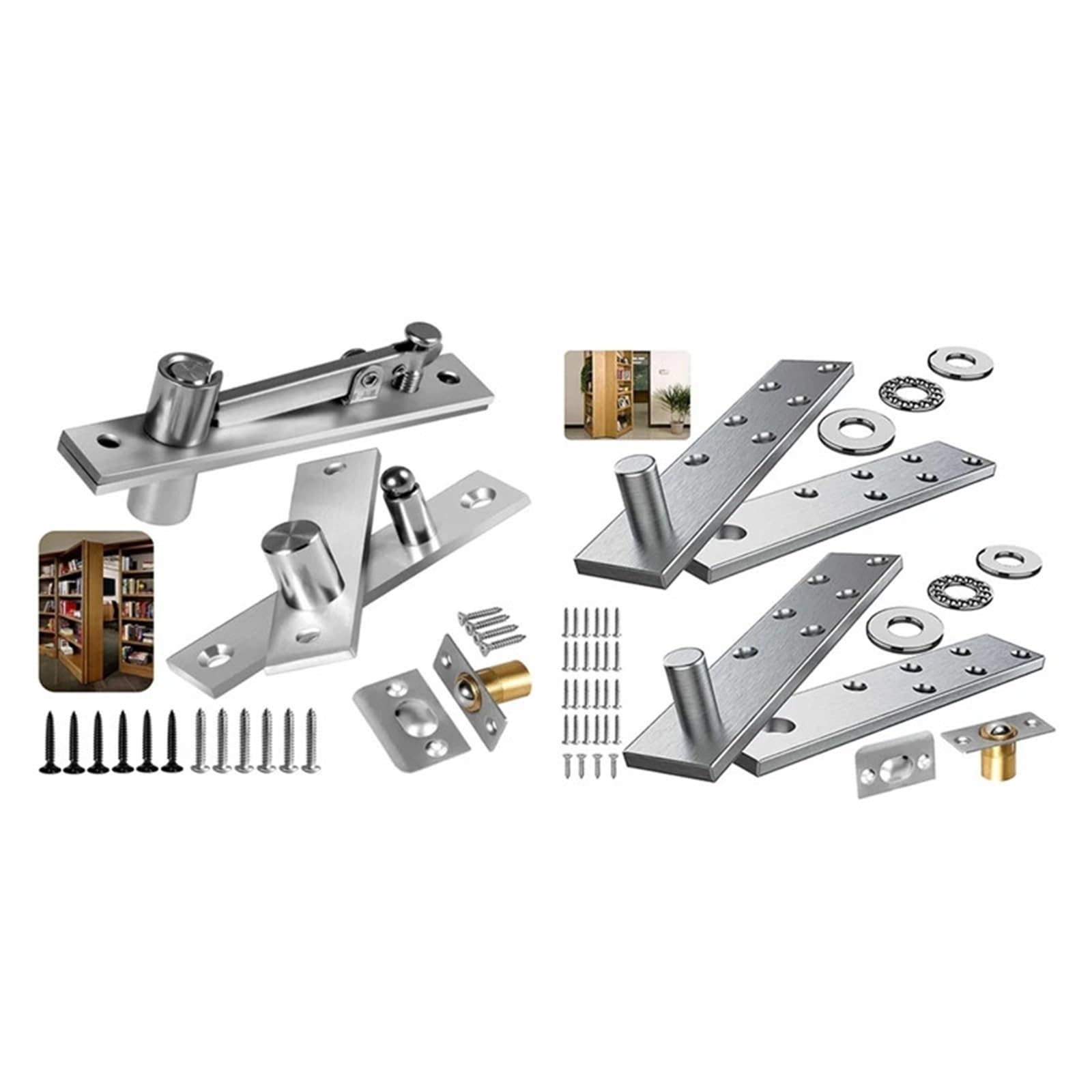 FQJYXWEWL Door Pivot Hinge Invisible System with Goal Kick Hardware Silver Heavy 1Pcs