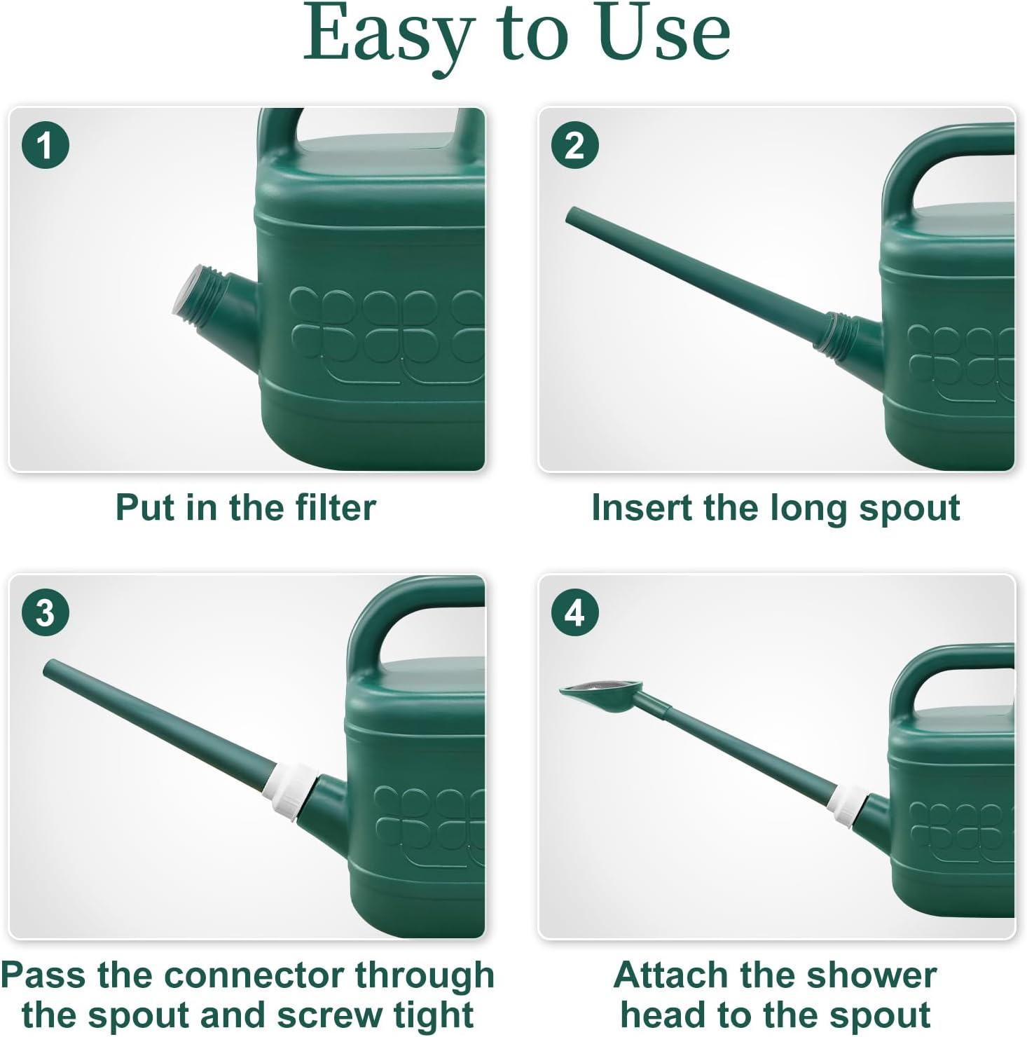 2 Gallon Watering Can, Garden Watering Can Outdoor, Plant Water Can with Removable Long Spout and Stainless Steel Sprinkler Head, Large Plastic Outdoor Watering Cans for Gardening Flower Plants - Image 6