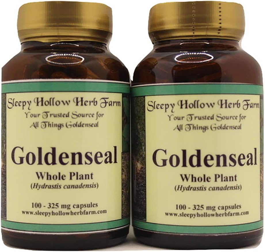Goldenseal Whole Plant Capsules 100-325mg | Hydrastis Canadensis | Farm Direct | Pack of 2
