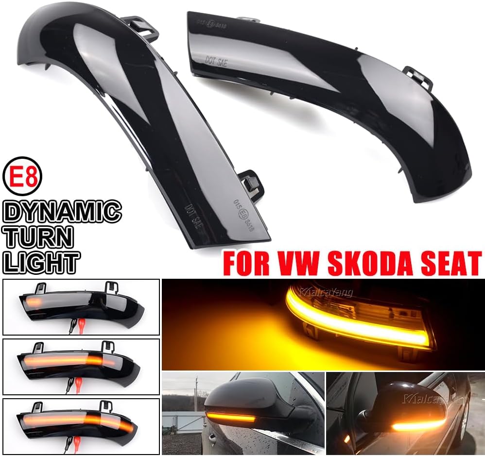 Side Mirror Turn Signal Indicator Dynamic Sequential LED Light for 2003-2013 VW Golf 5 GTI V Jetta MK5 Passat B6 B5.5 Eos R32 Rabbit,Side Marker Blinkers Mirror Light for VW Golf 5 EOS