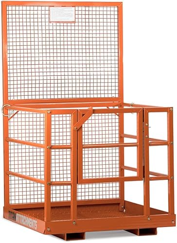 Titan Attachments LW - Jaula de seguridad para carretilla elevadora para 2 personas, 45 x 43 pulgadas, clasificada 1,200 libras, cesta de rieles de