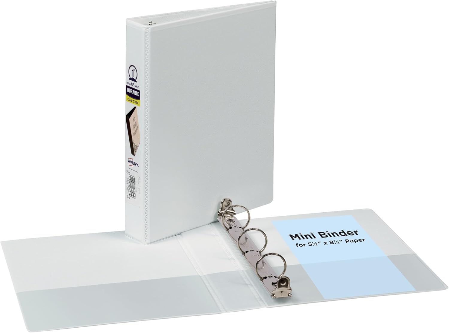 Avery Mini Durable View 3 Ring Binder, 1 Inch Round Rings, 1 White Binder (17116) (Pack of 12)