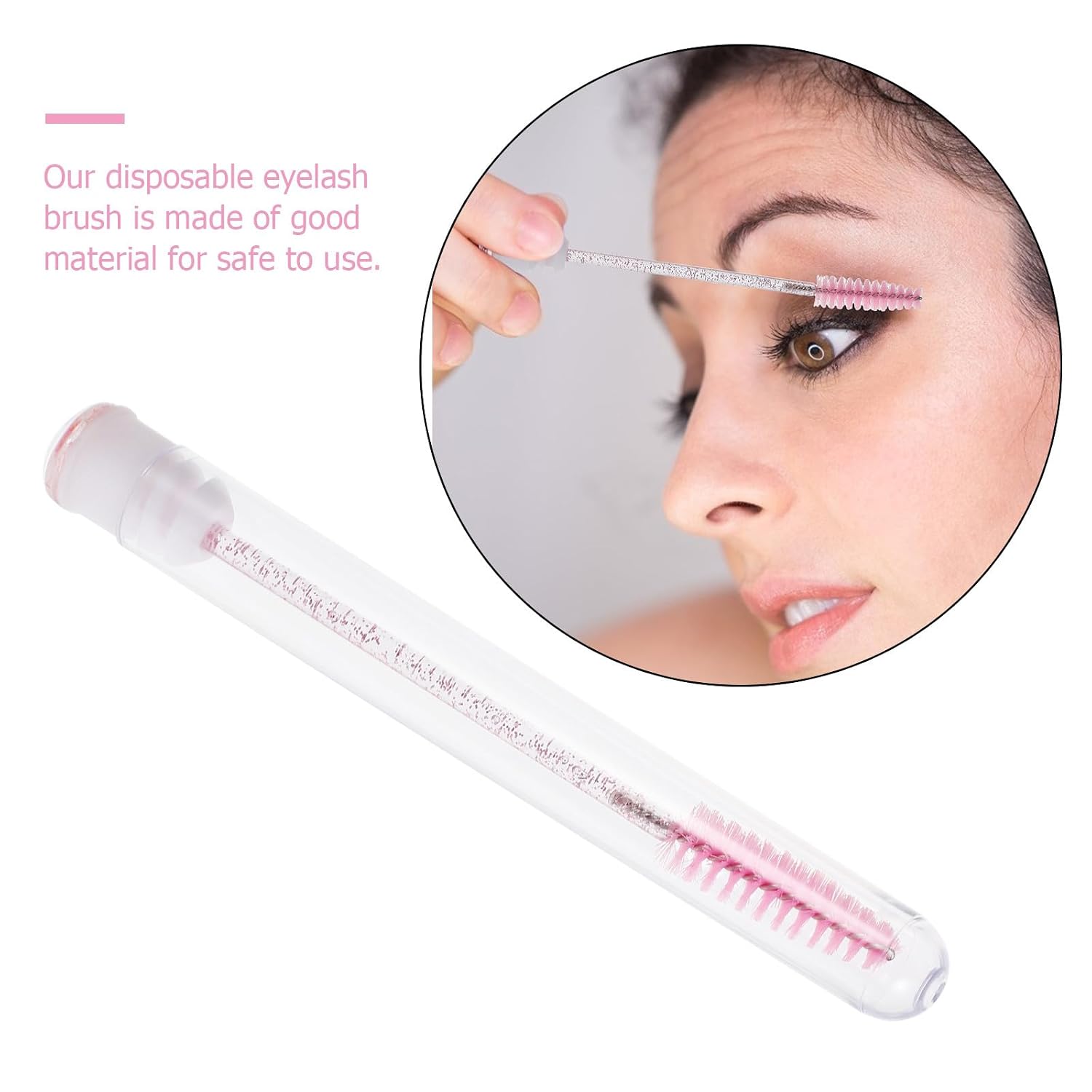 VILLCASE 10pcs Disposable Mascara Brush Portable Eyelash Applicator Pink Eyelash Brush for Women Eye Makeup Tools