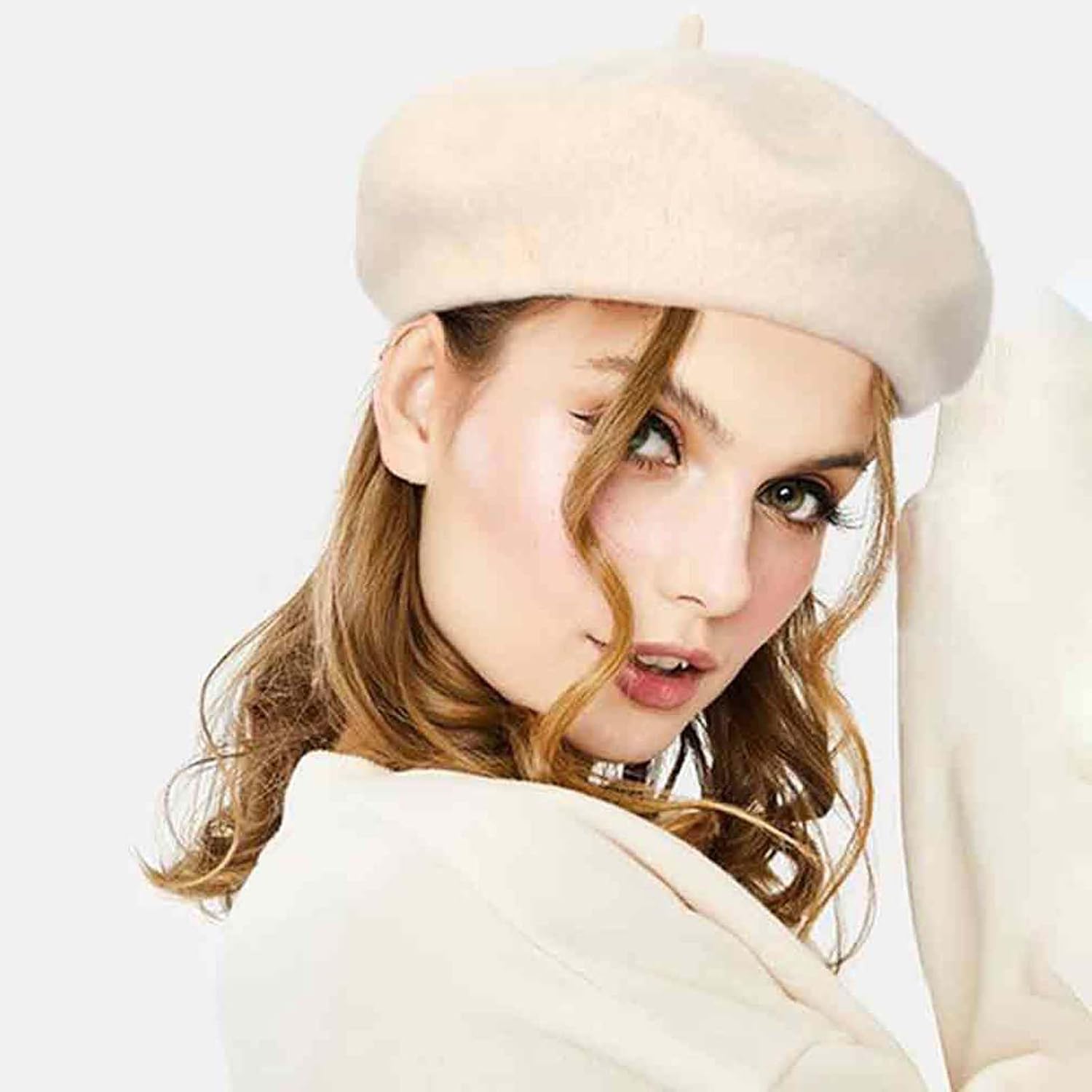 Beret Hat wig women's wig beret short wool curly wig wavy hair Bob wig Classic French Wool Hat wig