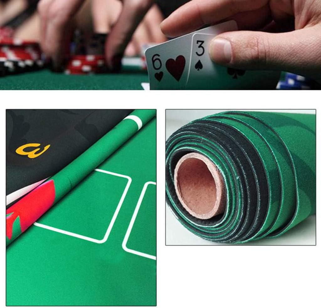 Rubber Poker Table Pad, Durable Comfortable Anti-Slip Poker Tabletop Layouts Mat Tablecloth with Storage Bags, Card Game Accs - 120x60cm