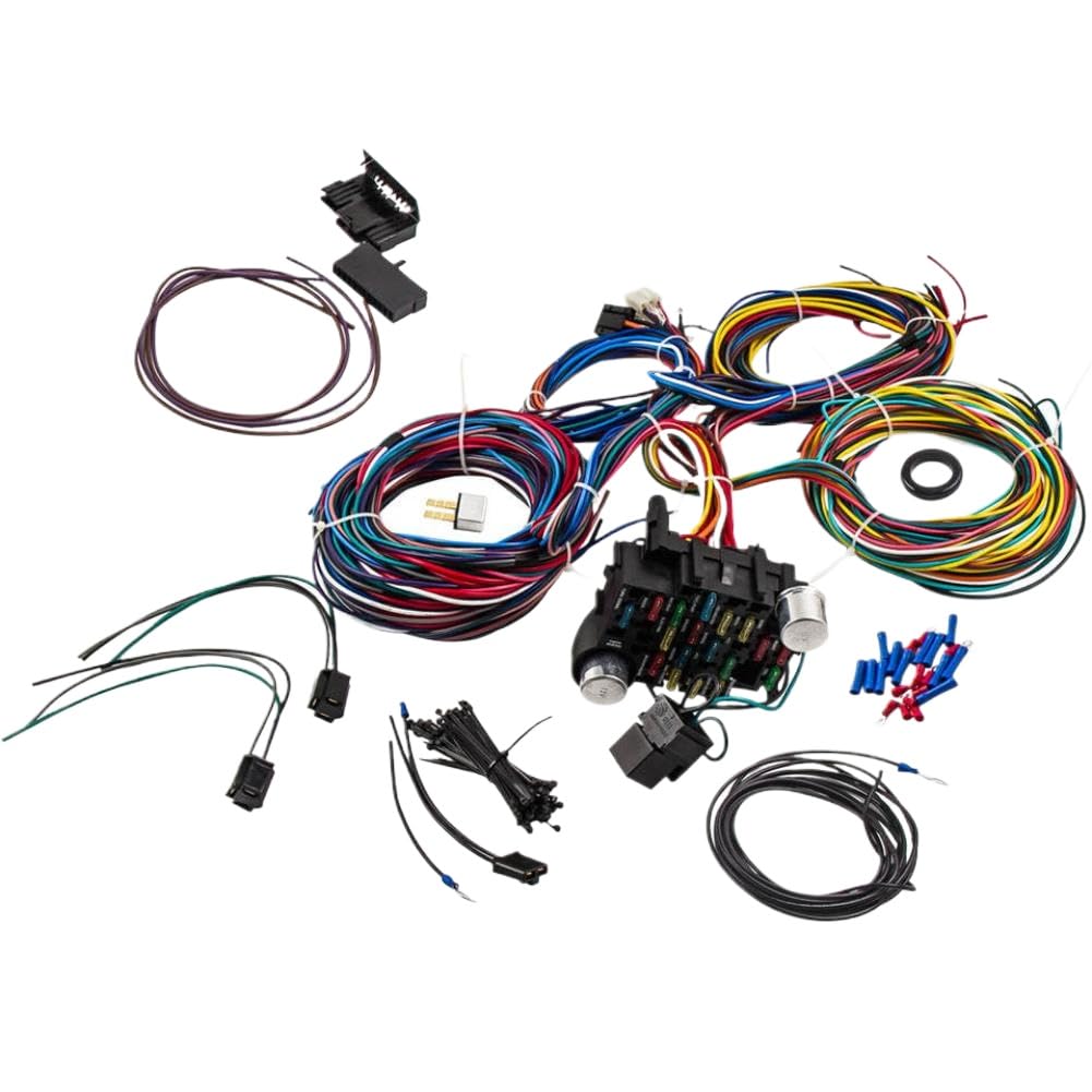 Kit Arnés De Cableado Y Fusibles 21 Circuitos 17 Fusibles Con Conector De Clavija Compatible Con Faros Universales