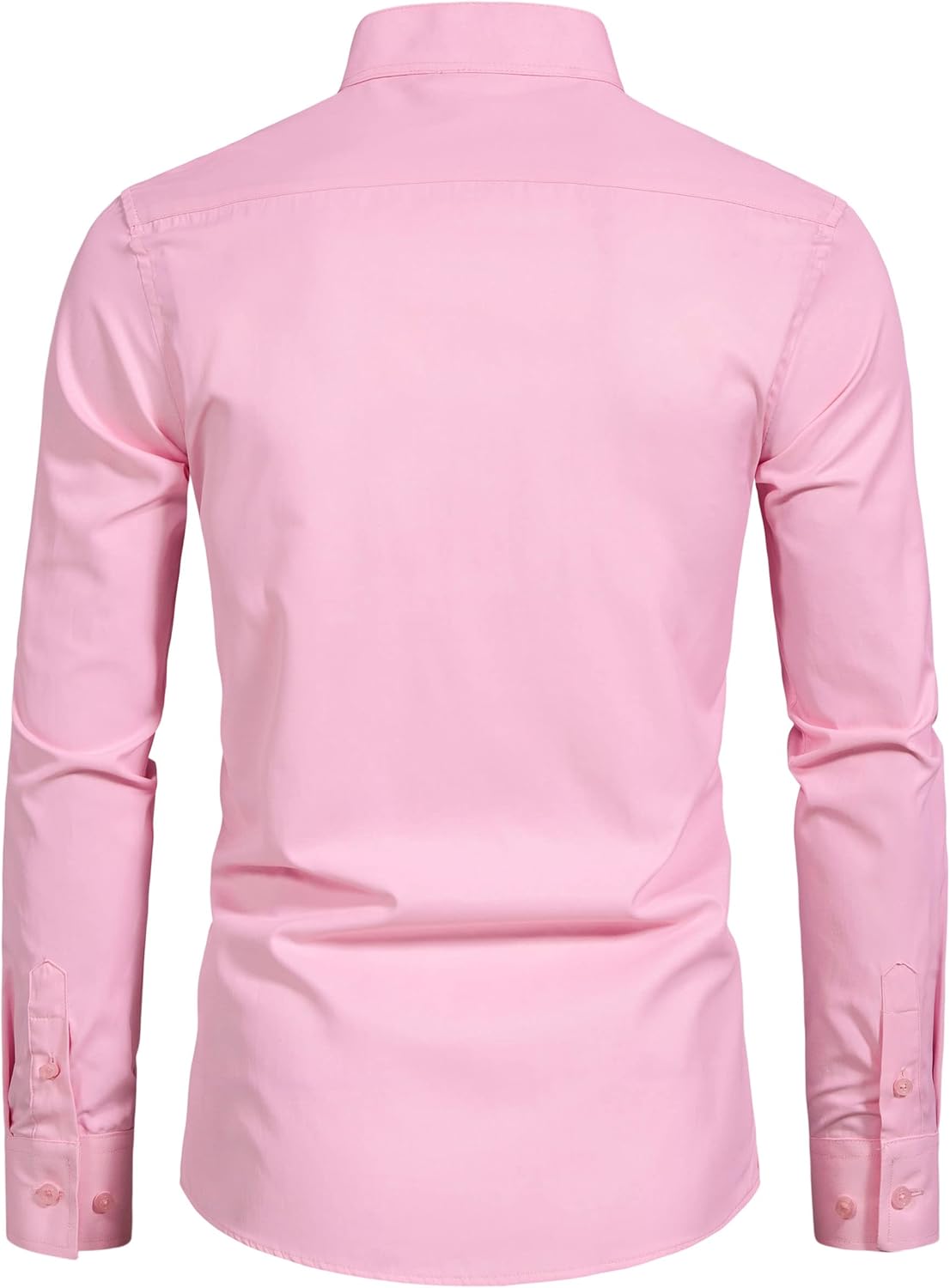 Men’s Banded Collar(Mandarin Collar) Long Sleeve Casual Solid Fancy Dress Shirts - Image 2