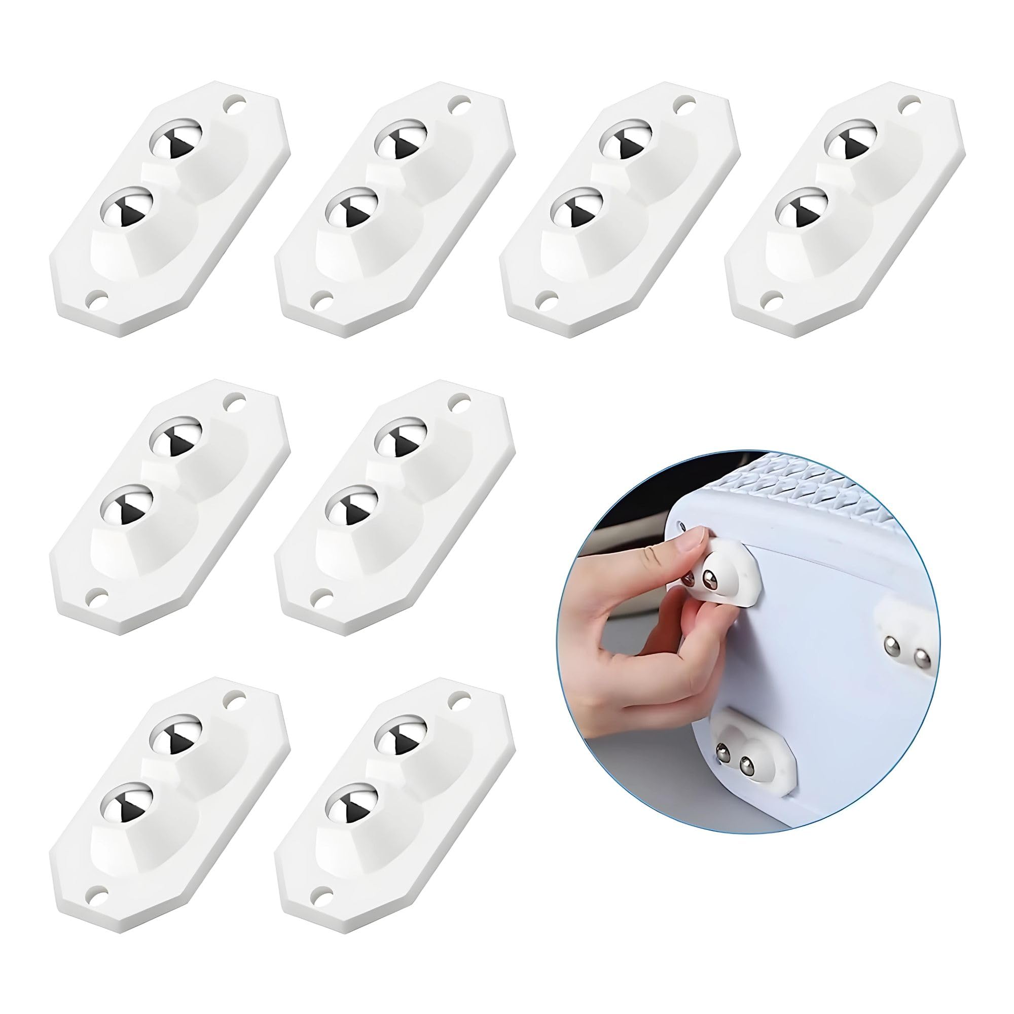 Hian Self Adhesive Mini Caster Wheels, Mini Swivel Wheels,360°Rotation Wheels, Universal Wheels at The Bottom of The Storage Box for Kitchen Appliances, Small Furniture (Pack of 8)