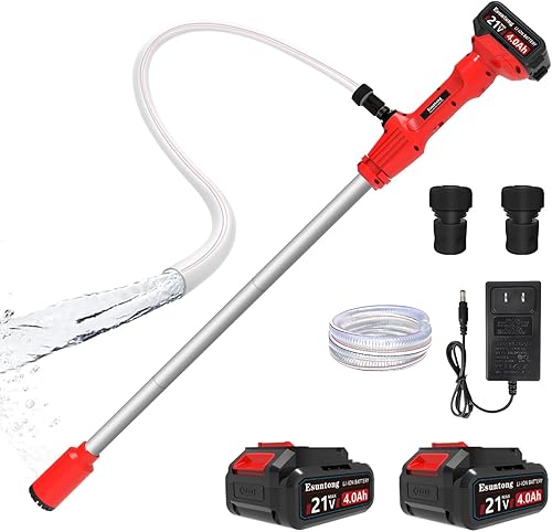 Bomba de transferencia de agua inalámbrica, con 2 baterías de 4000 mAh y cargador, 720 GPH 32 pies de elevación máxima, bomba de sumidero portátil