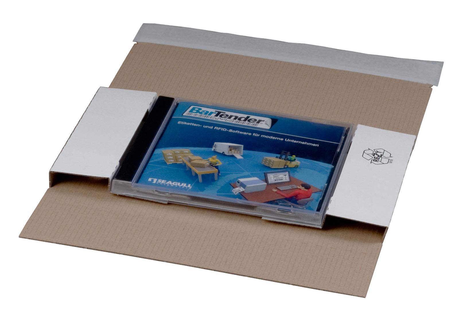KK Verpackungen CD-Versandverpackungen DIN Lang 225x125mm | 100 Stück, Wellpappe Weiß | Portooptimiert als Kompaktbrief | Selbstklebeverschluss & Aufreißfaden | CD/DVD Jewelcase Versandtasche