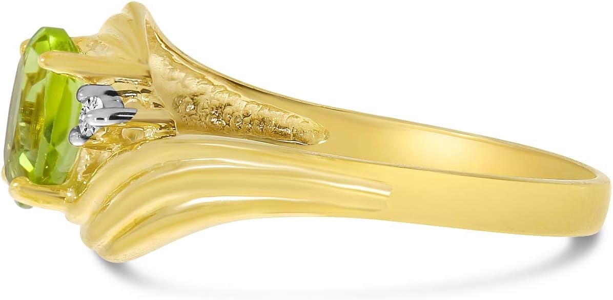 Peridot and Diamond Ring in 10K Yellow Gold