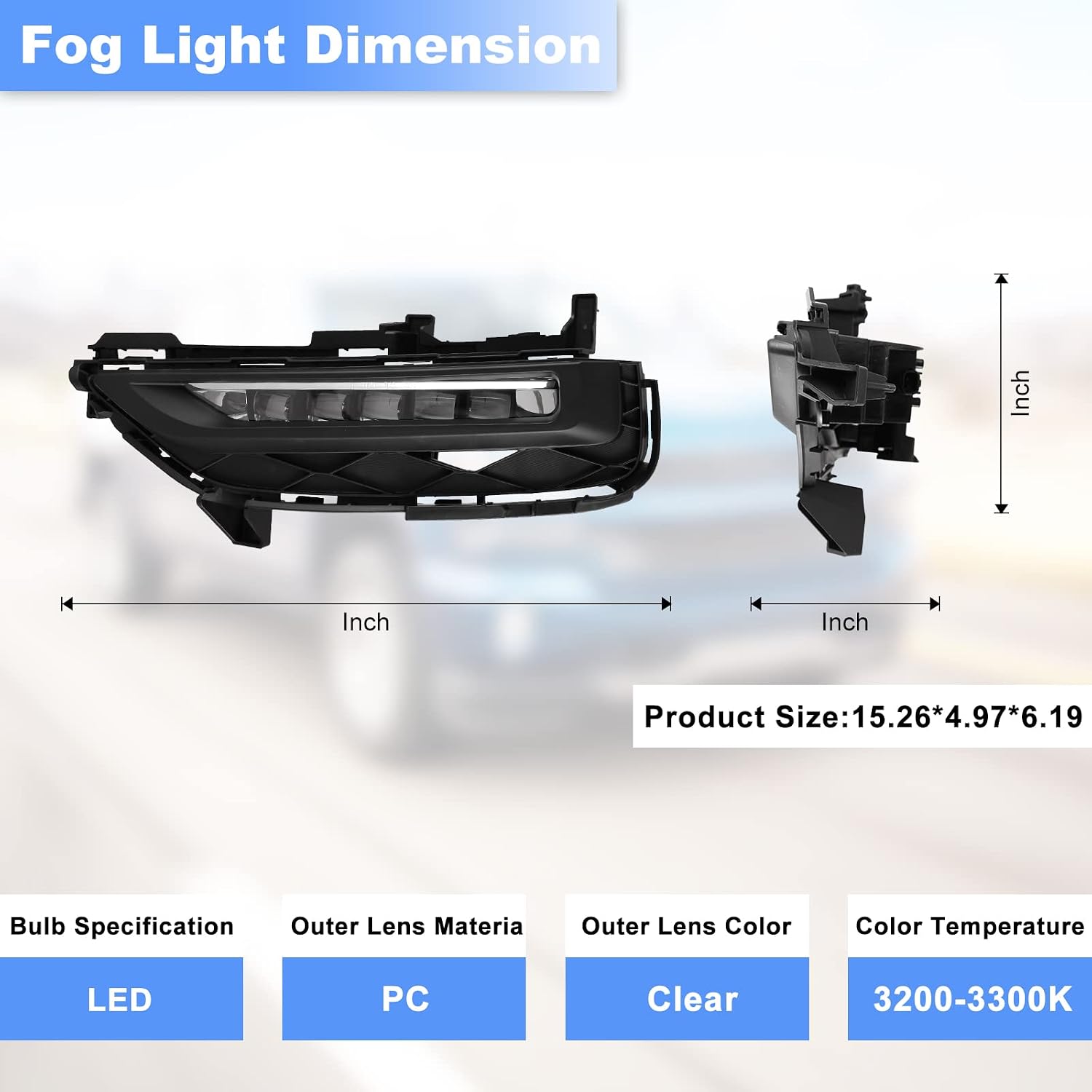 ROXX Fog Lights Assembly for 2016-2017 Honda Accord 2 Door Coupe, Driving Fog Lights OEM Lamps Replacement with Led DRL and Wiring Kit & Switch Driver and Passenger Side