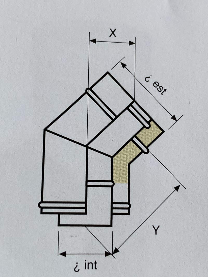 Gomito a 45° per canna fumaria in acciaio inox doppia parete (DN 150-200)