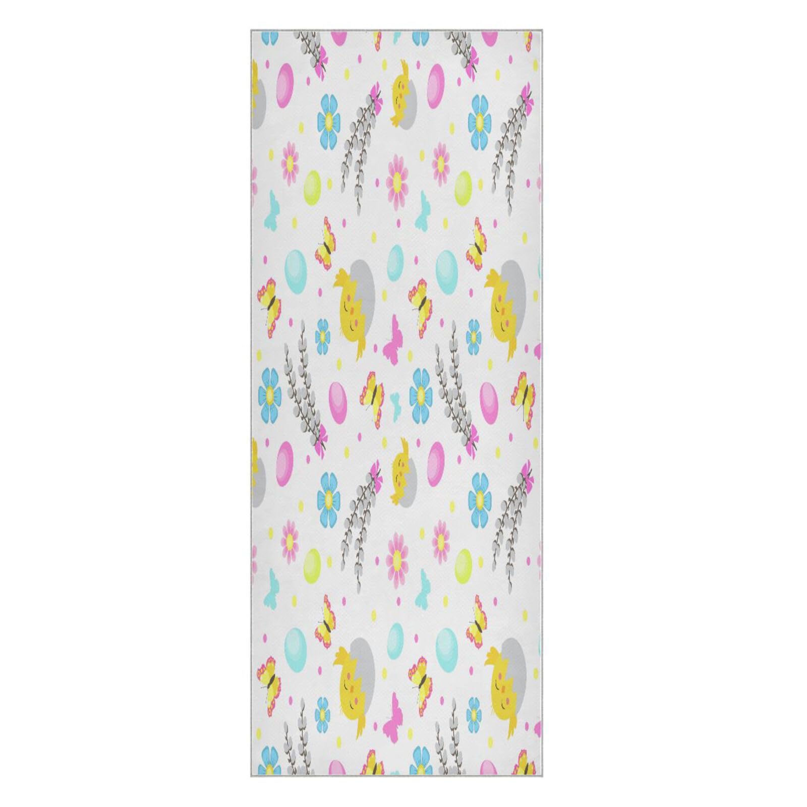 pnyoin Easter Flowers and Chick Yoga Towel,Hot Yoga Mat Towel with Grip Dots Sweat Absorbent Non-Slip for Hot Yoga, 24