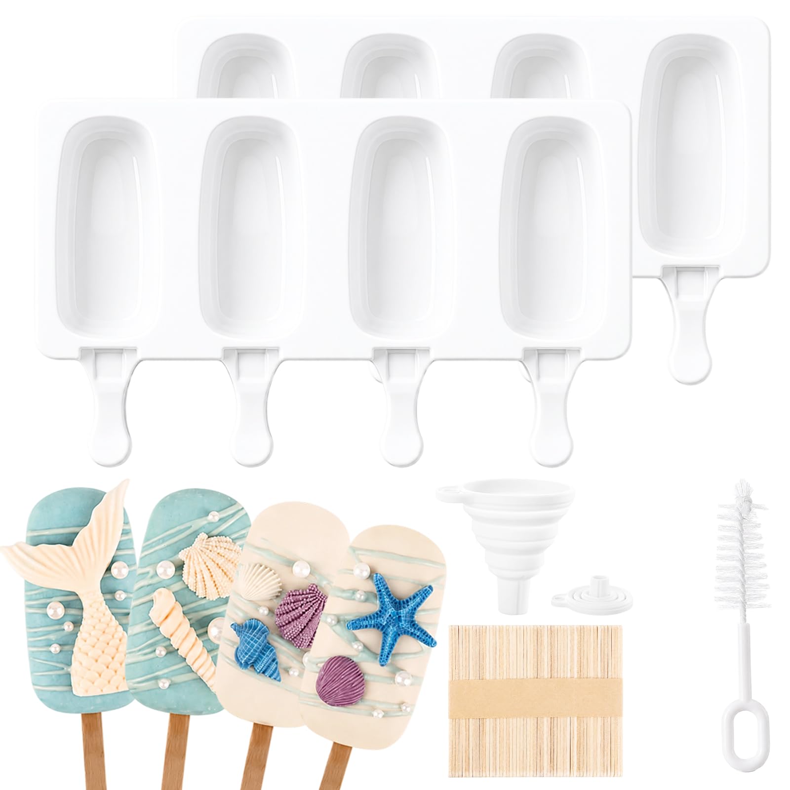 54 Pcs Ice Cream Moulds Set, Ice Lolly Moulds with Sticks, Cakesicle Moulds, Ice Lolly Sticks, Ideal for Homemade Frozen Treats and Family Dessert Making