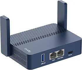 Cudy TR3000 Roteador WiFi 6 portátil pequeno, roteador sem fio Gigabit de banda dupla para casa e viagem, até 3000 Mbps, servidor VPN/cliente/IPV6, porta WAN de 2,5 Gbps
