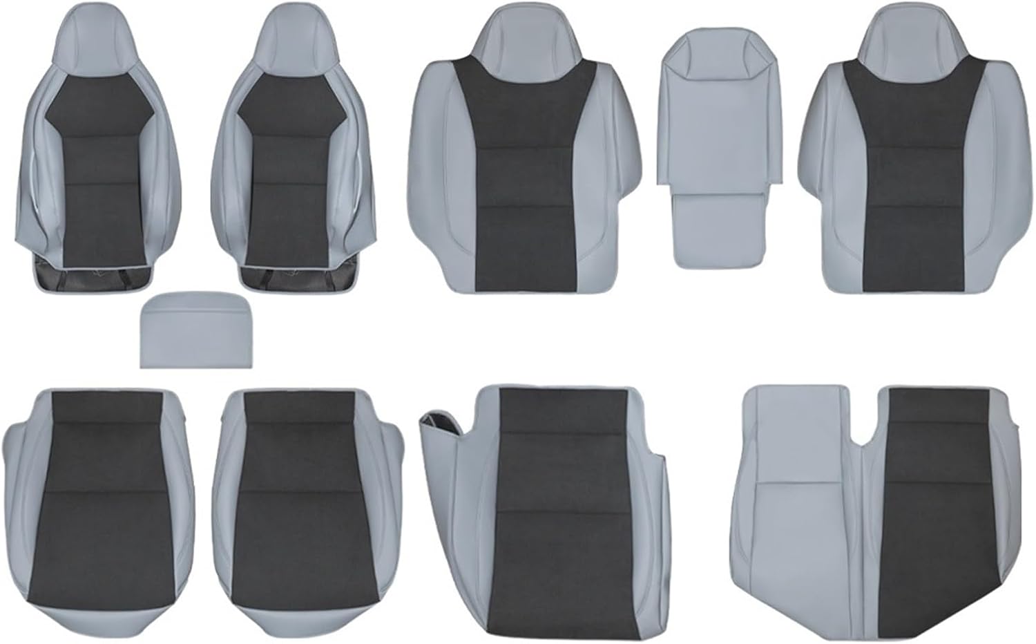 Compatible for Tesla Cybertruck 2024 Front & Rear Seat Covers Full Coverage Leather Black Gray Seat